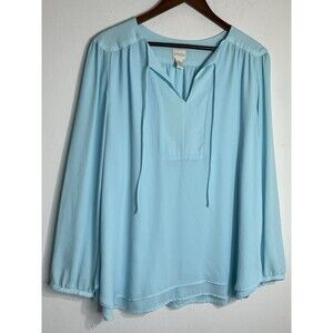 Chicos Sz 3 Cotton Candy Blue Blowy Long sleeve blouse (13) XL 16